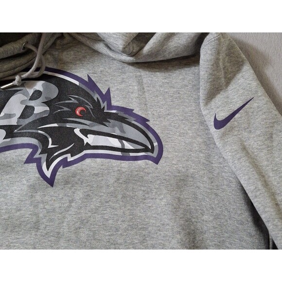 NFL Baltimore Ravens Hoodie Men’s Size XL Gray Nike Camo Raven Logo Football EUC - Picture 4 of 8